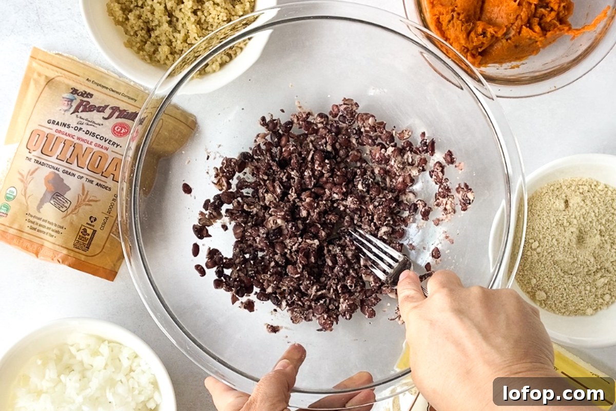 Sweet Potato and Black Bean Burger Recipe for Flavorful Veggie Meals 3 Sweet Potato Black Bean Burgers process shot by Flora & Vino