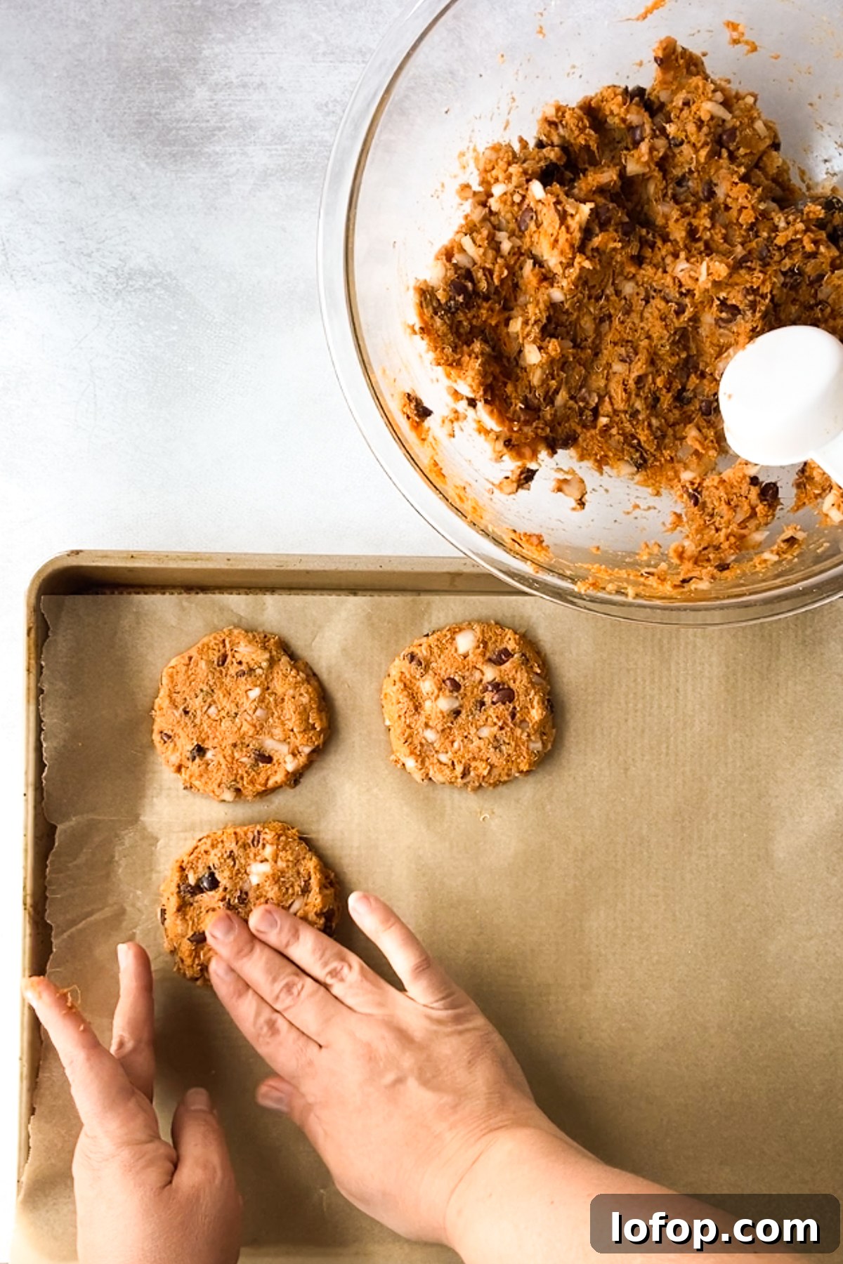 Sweet Potato and Black Bean Burger Recipe for Flavorful Veggie Meals 6 Sweet Potato Black Bean Burgers formed on parchment lined baking sheet
