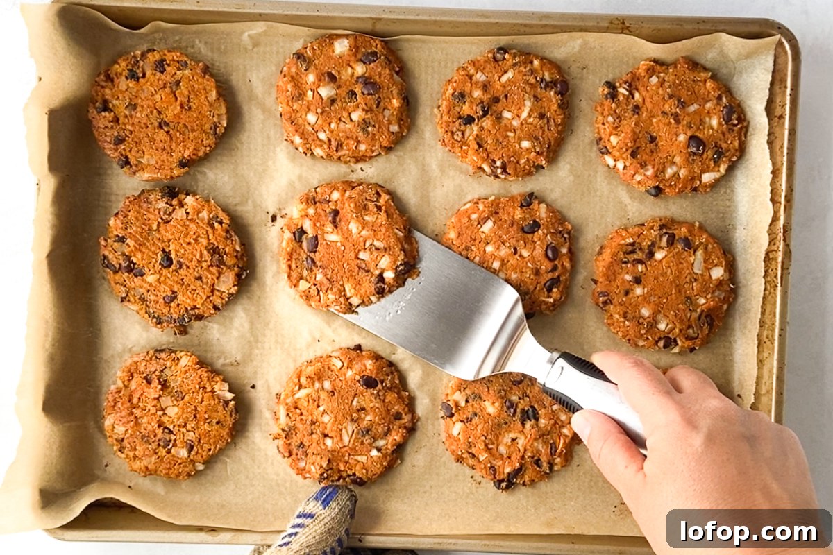 Sweet Potato and Black Bean Burger Recipe for Flavorful Veggie Meals 7 spatula flipping sweet potato black bean burgers
