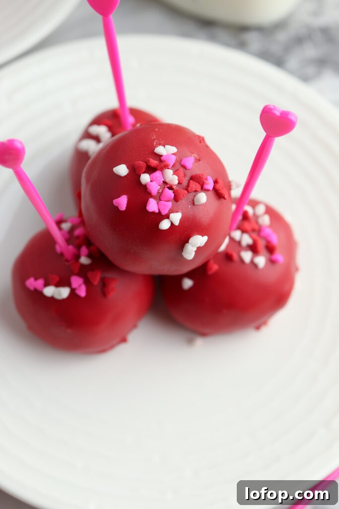 Finished red velvet cake bites