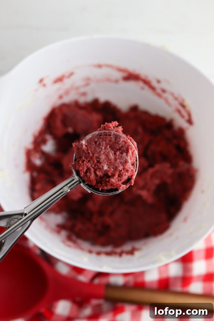 Scooping cake mixture