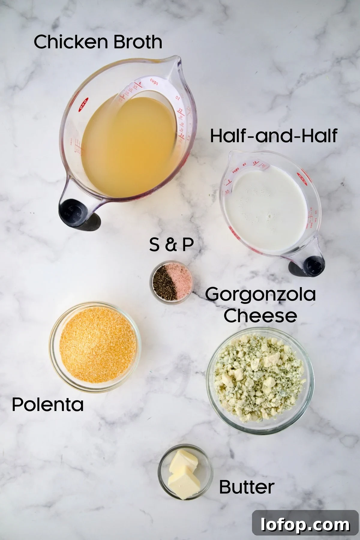 Authentic Stracotto: Italian Pot Roast Recipe for Slow-Cooked Beef 5 Ingredients for Gorgonzola polenta in glass bowls.