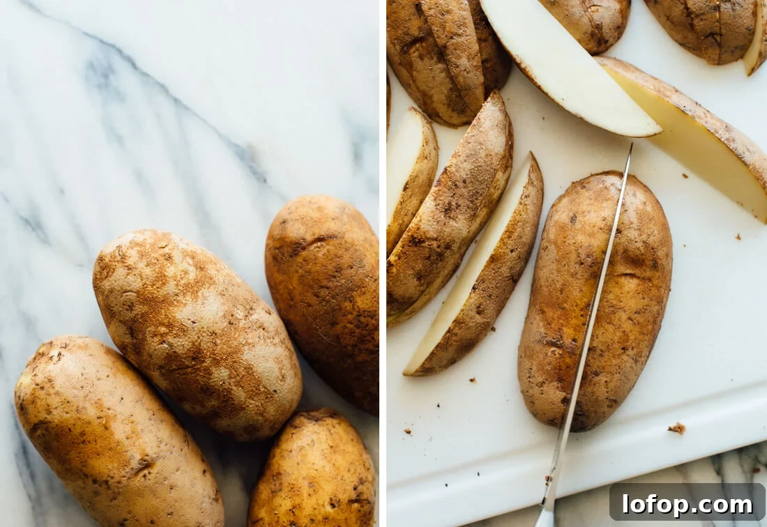Crispy Oven-Baked Potato Wedges with Perfect Crunch 3 slicing potatoes