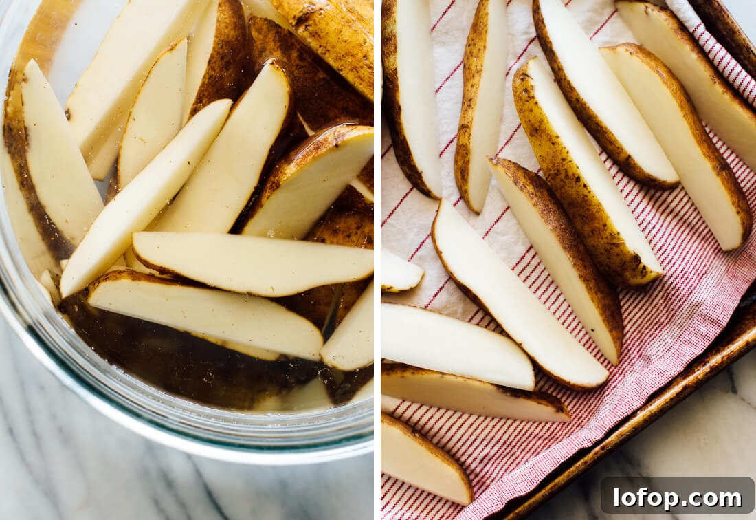 Crispy Oven-Baked Potato Wedges with Perfect Crunch 4 soaking potatoes