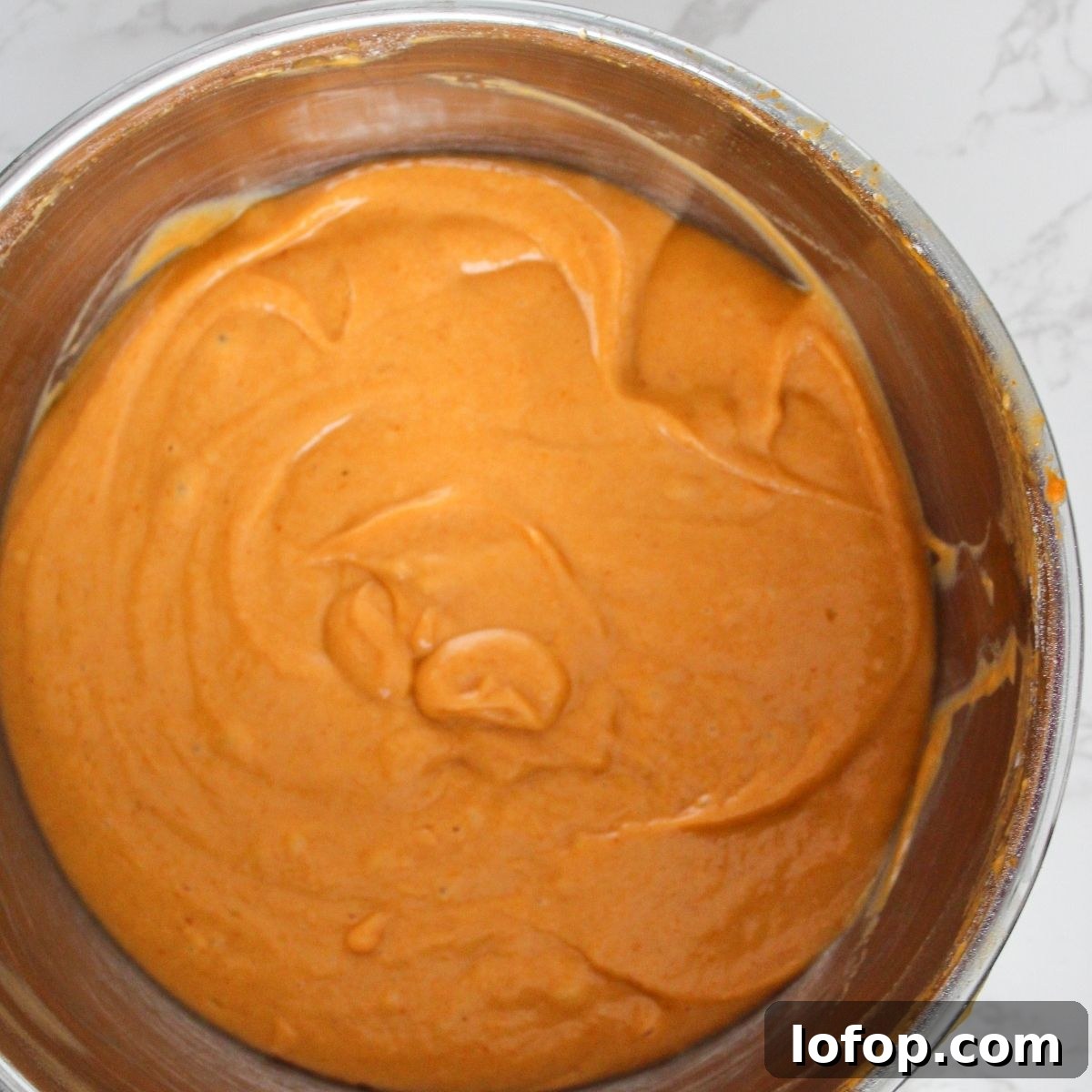 Pumpkin bar batter in a bowl.