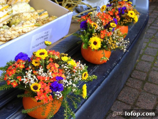23 Last-Minute Thanksgiving Ideas for Activities, Recipes & Events 22 Tailgating-Fall-Style-with-planted-pumpkins-at-the-farmers-market