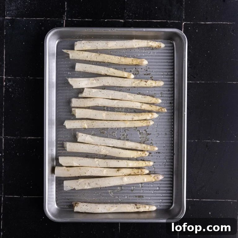 White asparagus ready for roasting