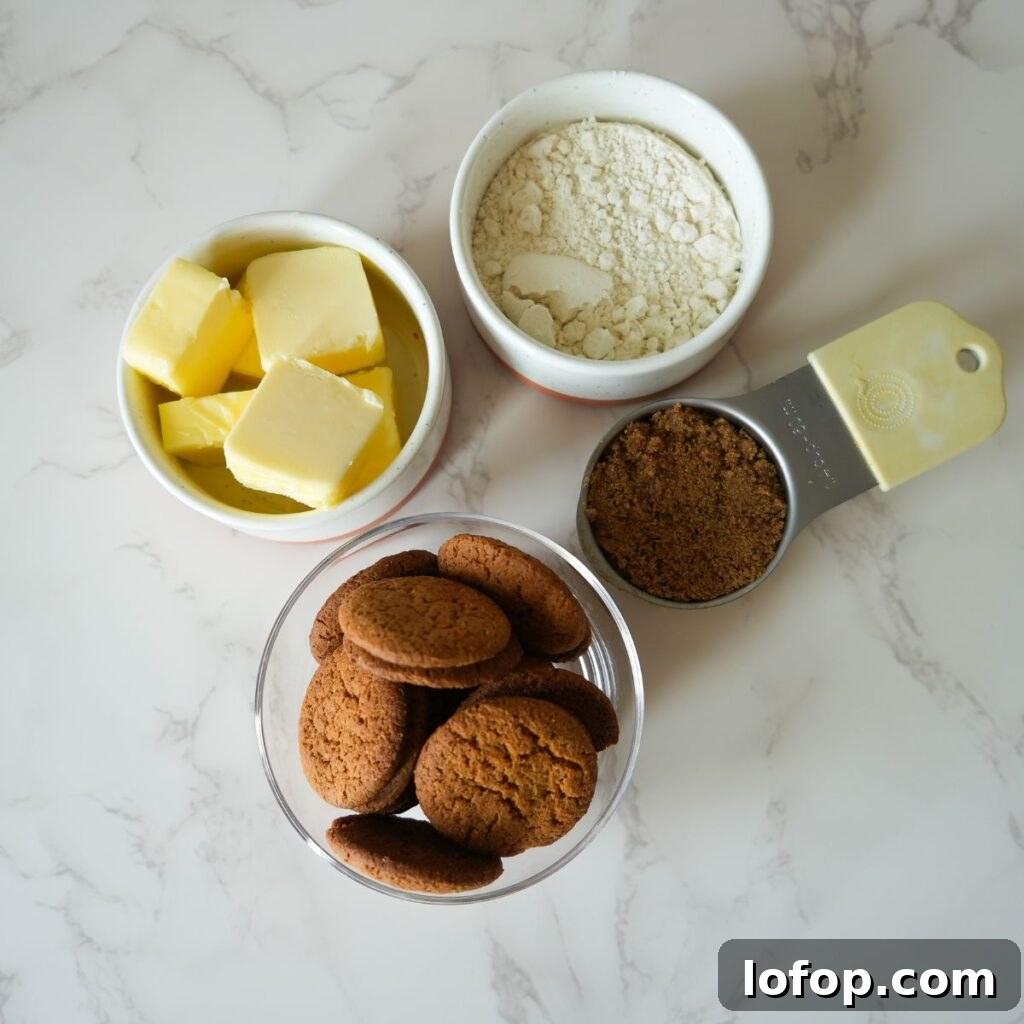 Zesty Key Lime Pie Bars Recipe — Tangy No-Bake Dessert 3 Butter, flour, brown sugar and ginger snaps.