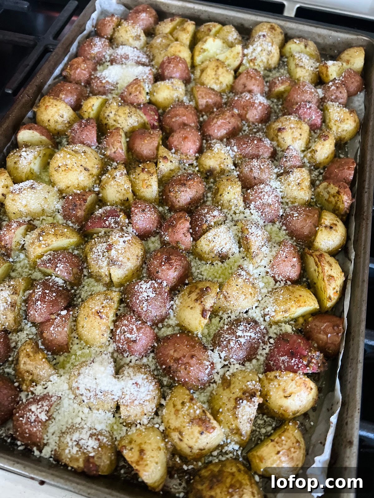 Pesto Potatoes on Sheet Pan Finished.
