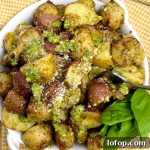 Pesto Roasted Potatoes Styled Photo in Bowl.