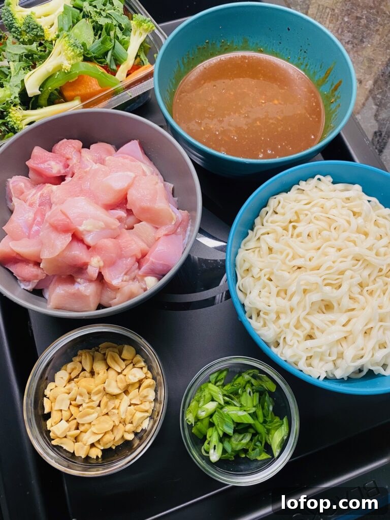 prepped ingredients on a tray