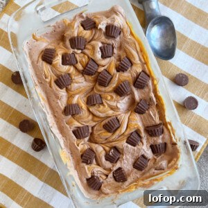 homemade chocolate peanut butter ice cream with mini reese's cups in loaf pan