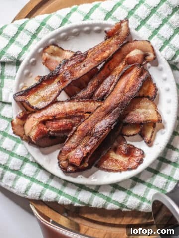Sous vide bacon on a plate.
