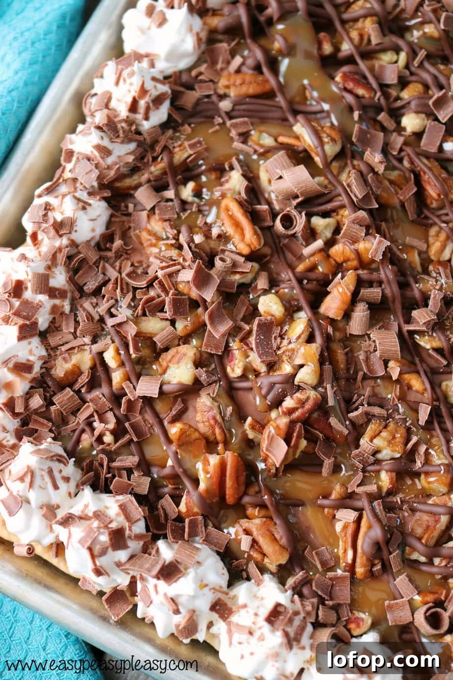 Chocolate Turtle Slab Pie: Caramel, Pecans & Chocolate Recipe 4 Feed a crowd with this easy but decadent Chocolate Turtle Slab Pie Recipe