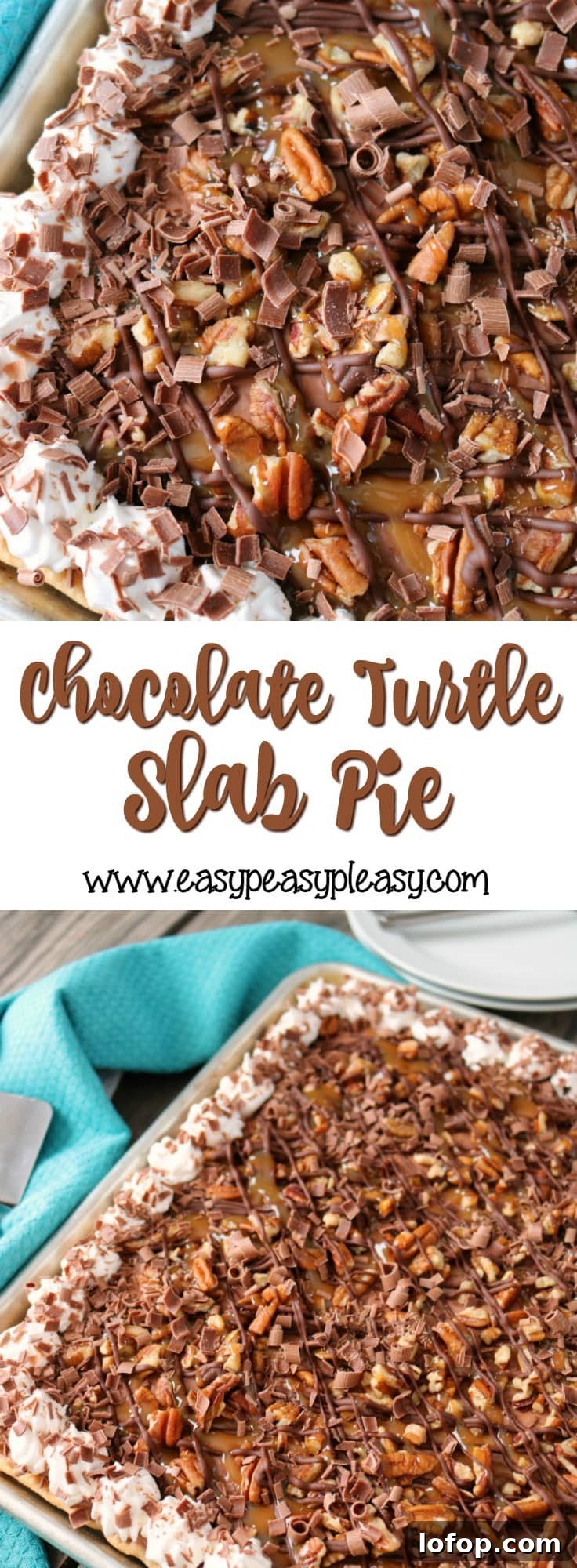 Chocolate Turtle Slab Pie: Caramel, Pecans & Chocolate Recipe 5 The most decadent Chocolate Turtle Slab Pie recipe that's super easy and will feed a crowd! Perfect for holidays and potlucks!