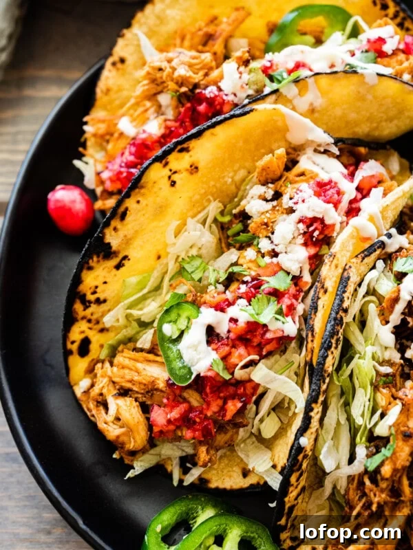 Copycat Chipotle Red Chili Salsa Recipe: Authentic Hot Salsa 20 Leftover turkey tacos on a black plate.