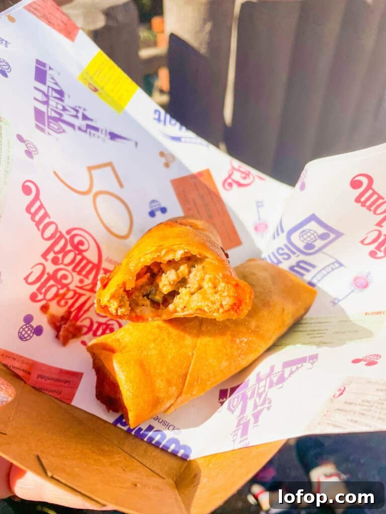 inside of the Buffalo Chicken Spring roll.