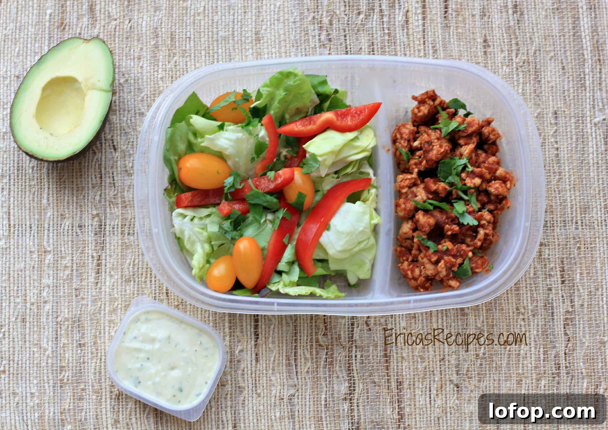 Taco Salad with Avocado Herb Dressing