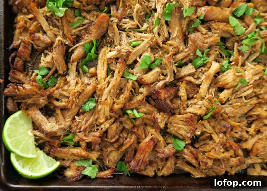 Crockpot or Instant Pot Carnitas: Mexican Pulled Pork Recipe 7 Easy Carnitas crisped on a sheet pan