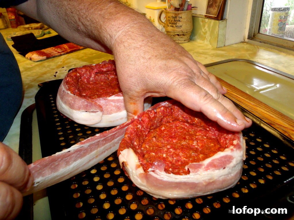 Southwestern Beer-Can Burgers with Chipotle Lime Slaw 7 Wrap with Bacon