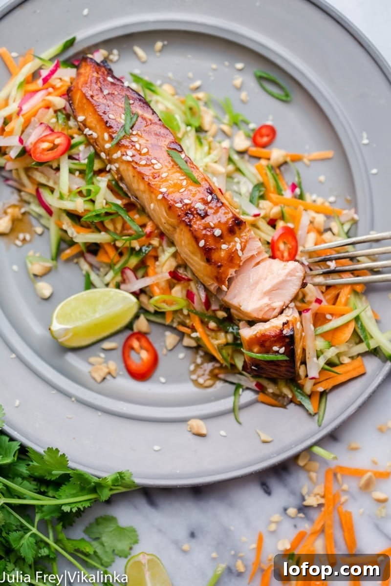 Asian Salmon with Carrot and Cucumber Slaw