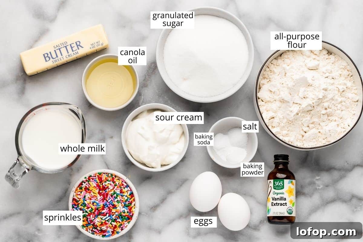 ingredients in this Funfetti Cupcake Recipe