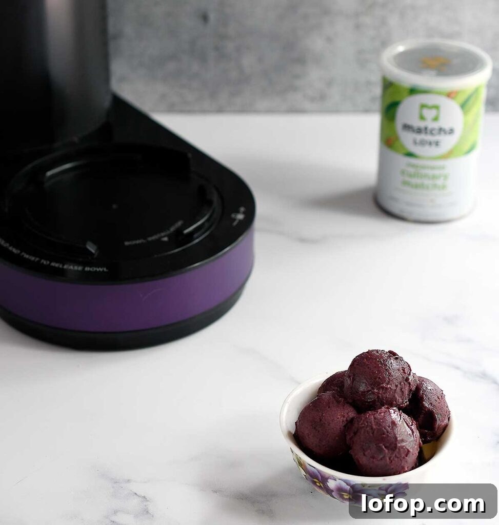 Vegan Blueberry Matcha Ice Cream Recipe (Ninja Creami, Dates & Oats) 6 img 46129 5