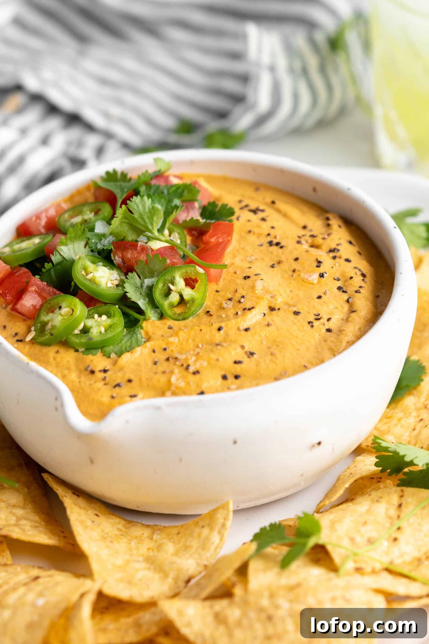 Closeup of vegan queso