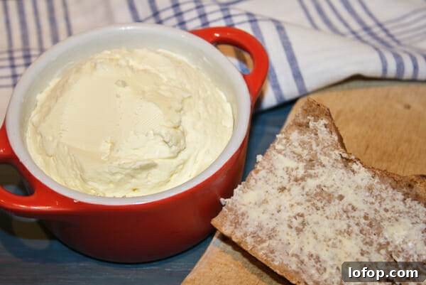 close up of extended butter in dish
