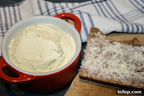 close up of extended butter in dish