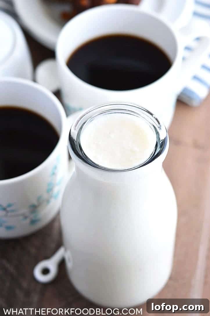 3-Ingredient Dairy-Free Coffee Creamer Recipe 2 Dairy Free Coffee Creamer from What The Fork Food Blog | whattheforkfoodblog.com