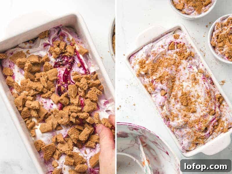 Layering the ice cream in a loaf pan alternately with Pamela's gluten free graham crackers.