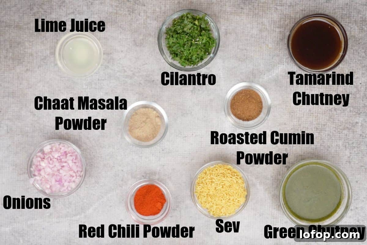 Ragda pattice topping ingredients.