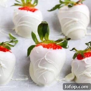 juicy strawberry coated in white chocolate