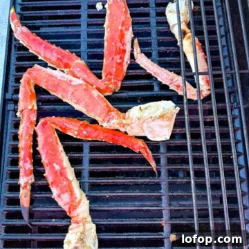king crab legs on a grill
