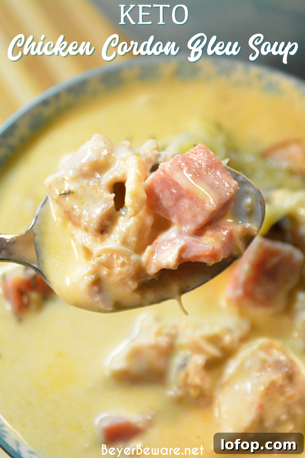 Low-Carb Chicken Cordon Bleu Soup Recipe for Keto Dinner 7 Low-Carb chicken cordon bleu soup combines shredded chicken with cream cheese, herbs and spices and broth to make this rich and creamy keto soup.