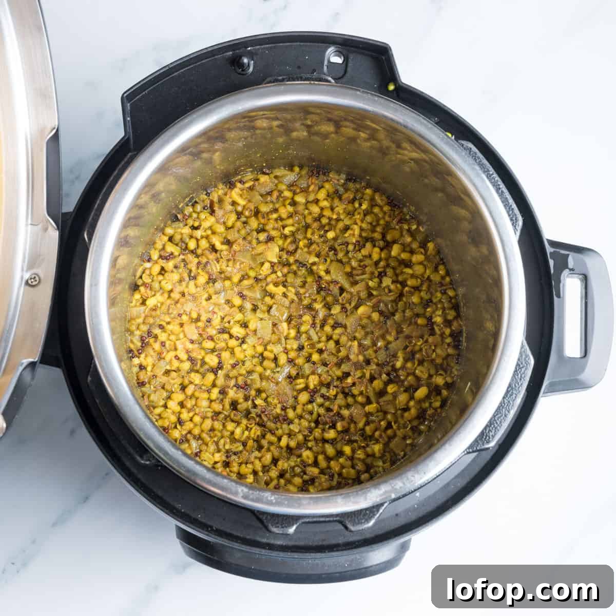 Perfect Instant Pot Mung Beans: Tender, Flavorful Every Time 20 Photo showing the green moong dal after cooking in the Instant Pot.