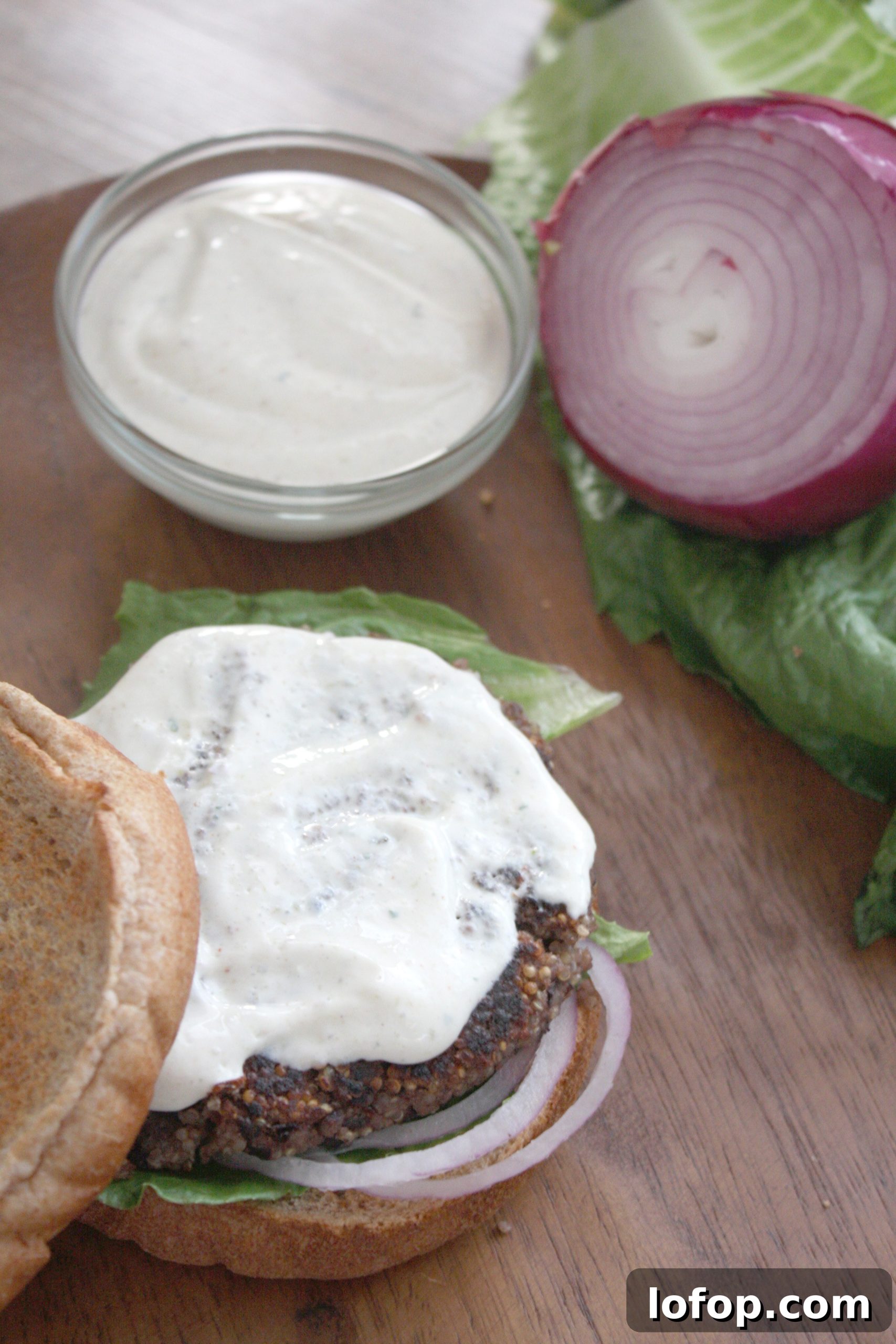 Black Bean & Quinoa Burgers with Roasted Jalapeño Ranch Dressing 7 Finished Black Bean and Quinoa Burgers