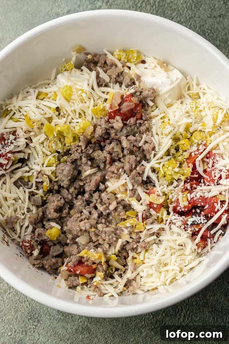 Spicy Italian Sausage Dip ingredients