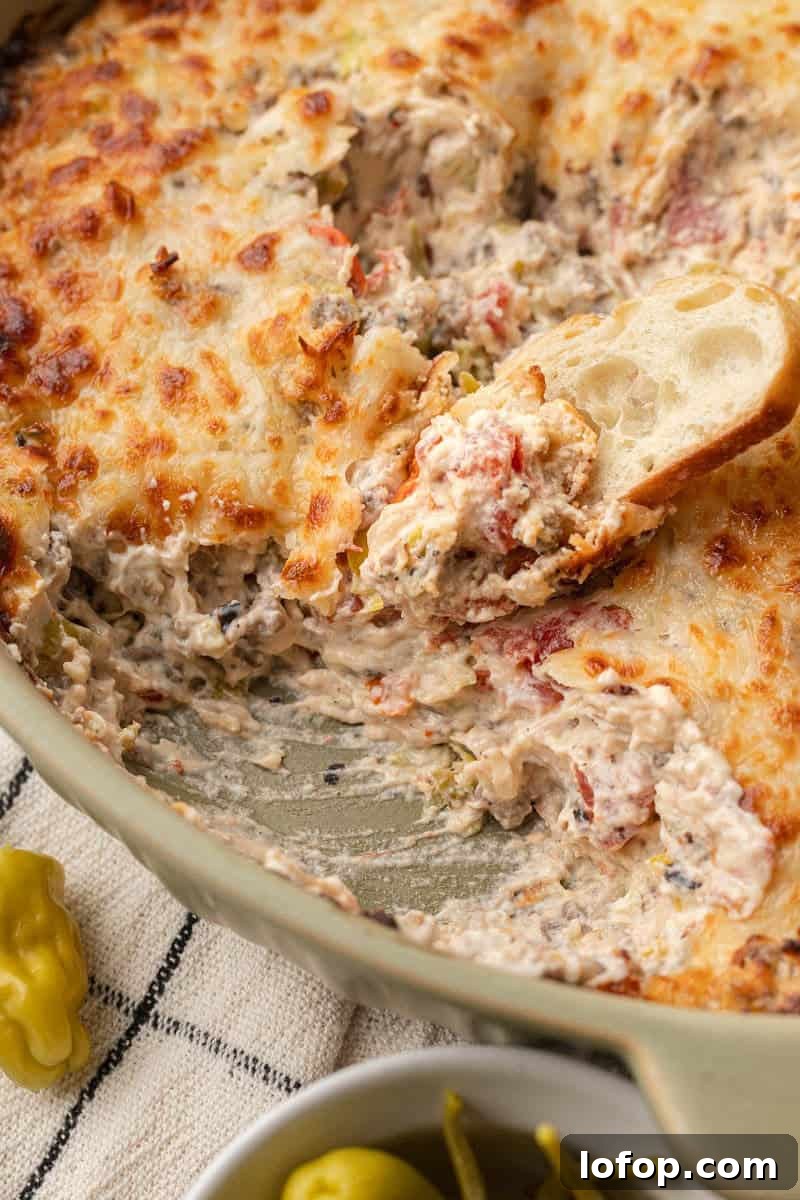 Spicy Italian Sausage Dip on bread