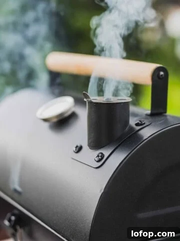 Smoker grill with smoke coming out