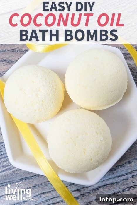 DIY Coconut Bath Bombs for Deep Hydration and Soft Skin 2 bath bombs with a yellow ribbon