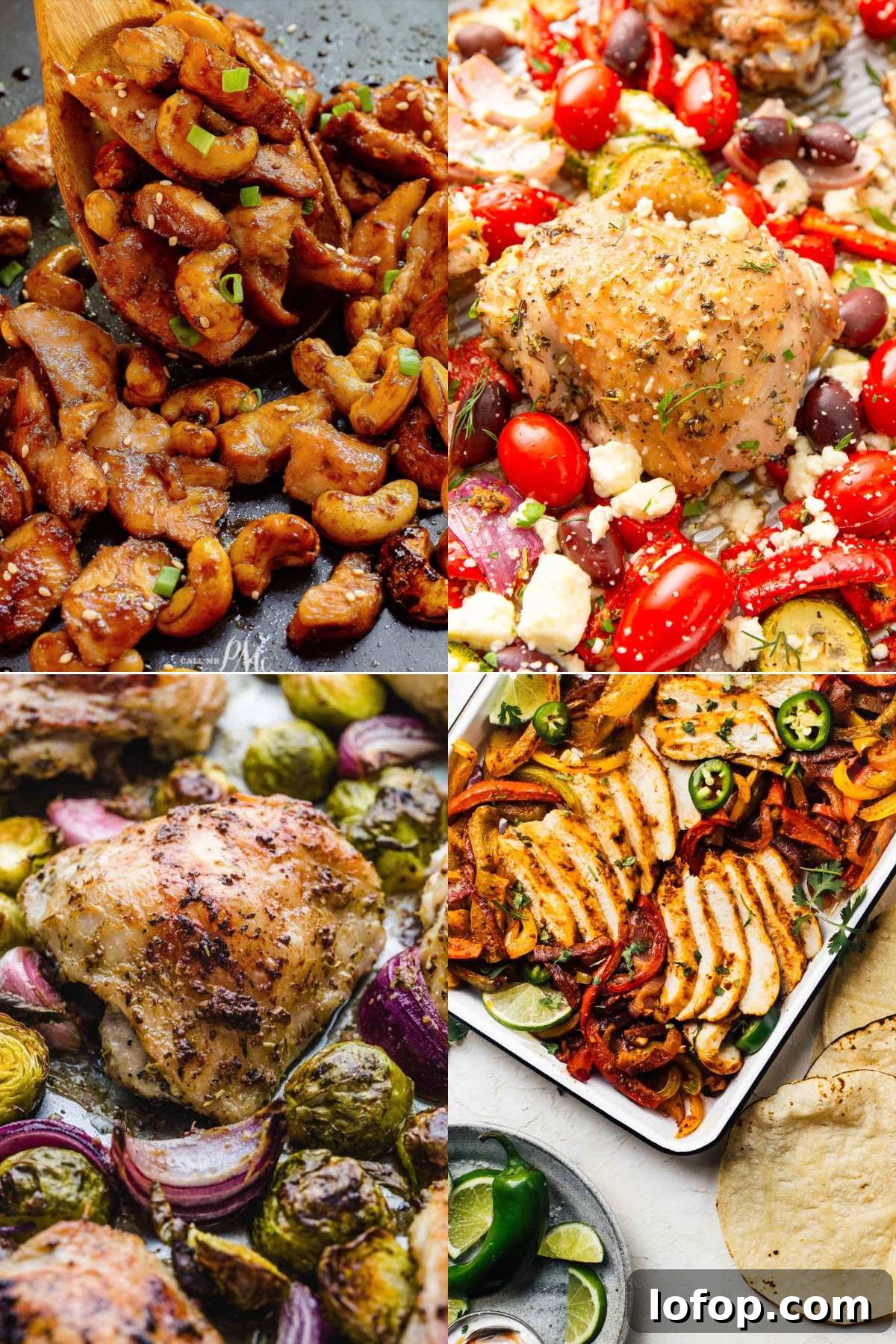 grid of 4 chicken sheet pan dinners