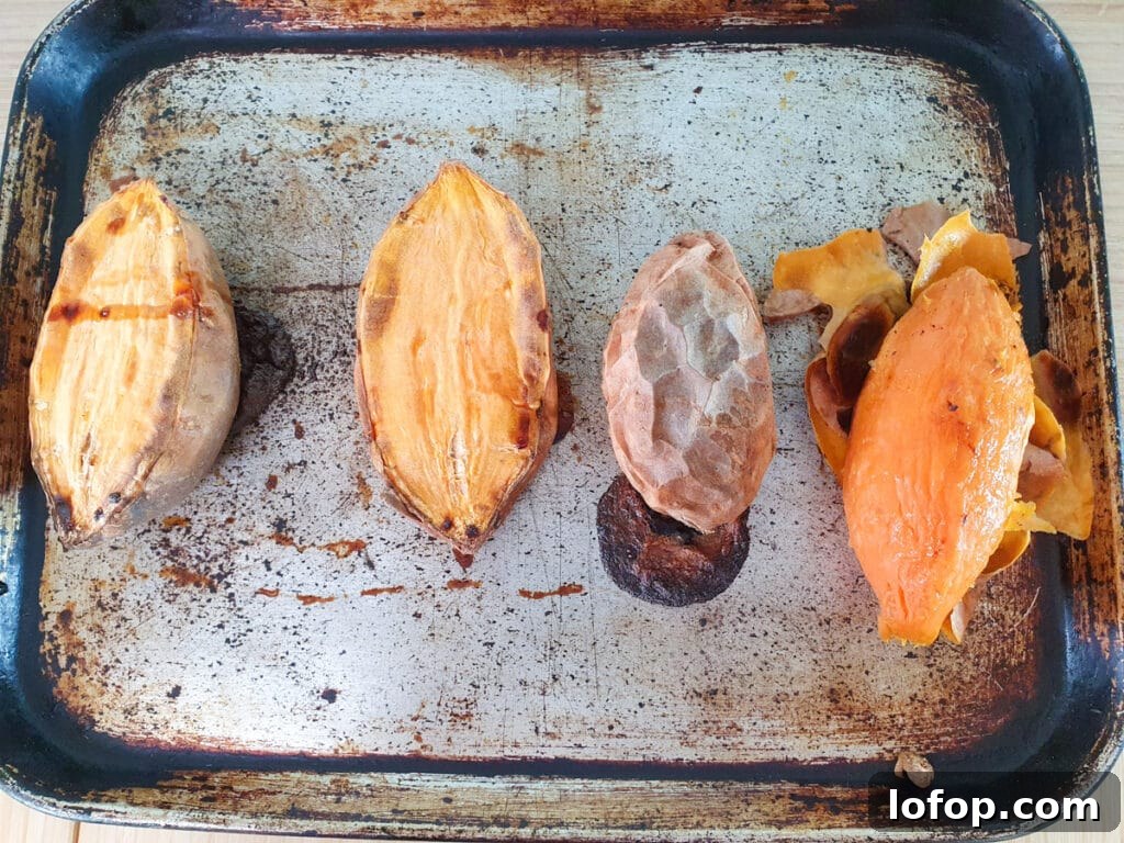 Decadent Egg-Free Brownies Recipe for Fudgy Chocolate Bliss 5 Baked sweet potato on a tray.