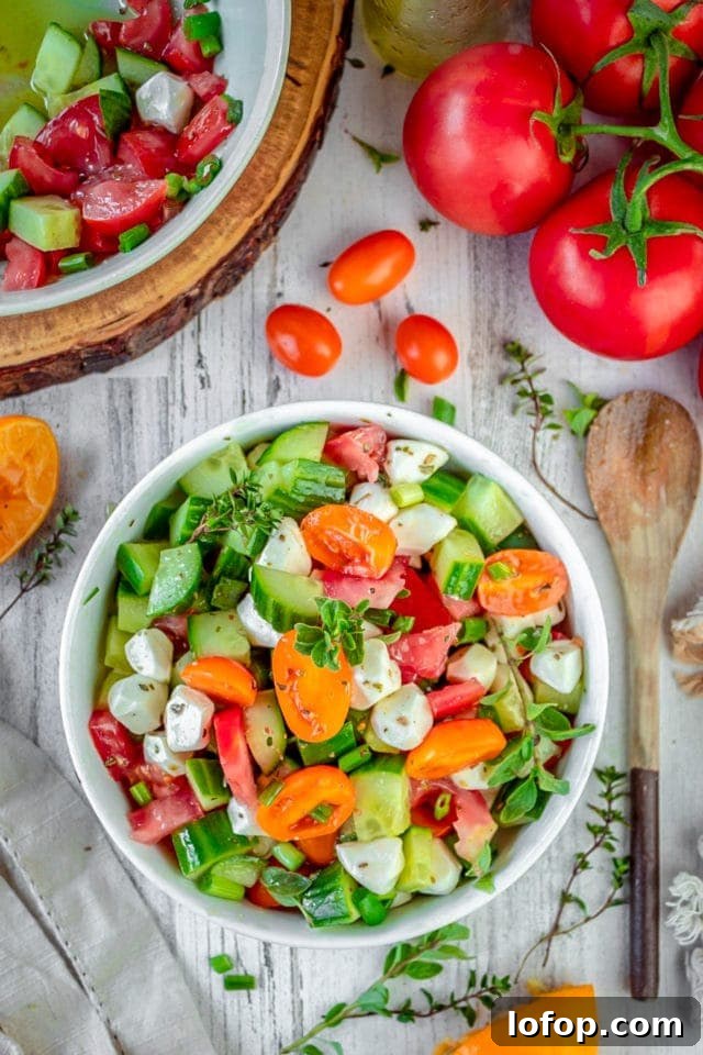 Cucumber-Tomato and Mozzarella Cheese Salad