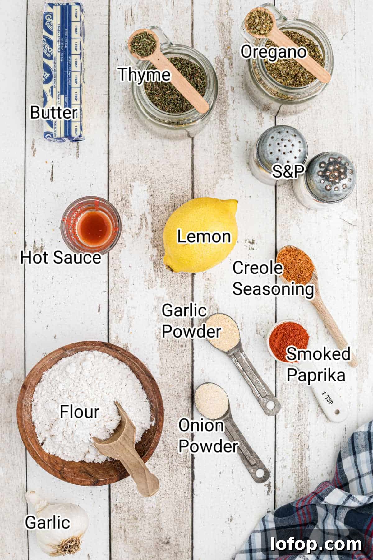 ingredients all laid out showing what you need to make a cajun butter sauce.