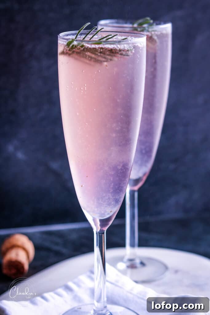 Lavender French 75 cocktail 