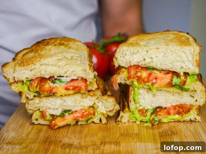 Image for Vegan Pesto Tomato Mozzarella Sandwich