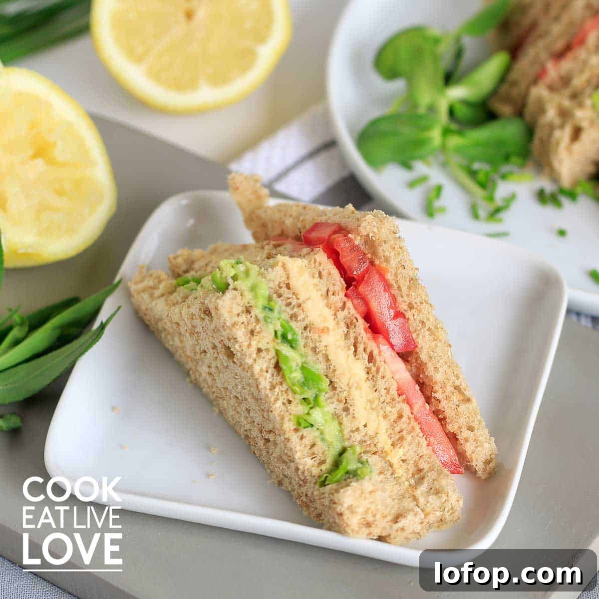 Image for Veggie Triple Decker Sandwich with Easy Avocado Spread & Hummus