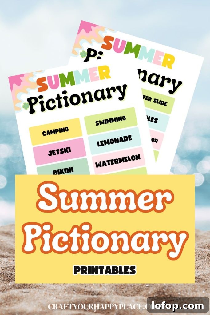 Free Printable Summer Pictionary Game for Parties 2 Summer Pictionary printable